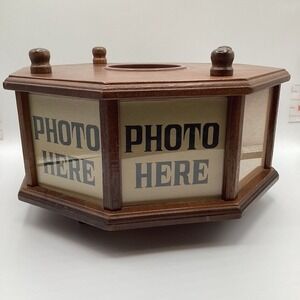 MCM Wooden Rotating Photo Display Holder Octagon by Interpur Made in Taiwan